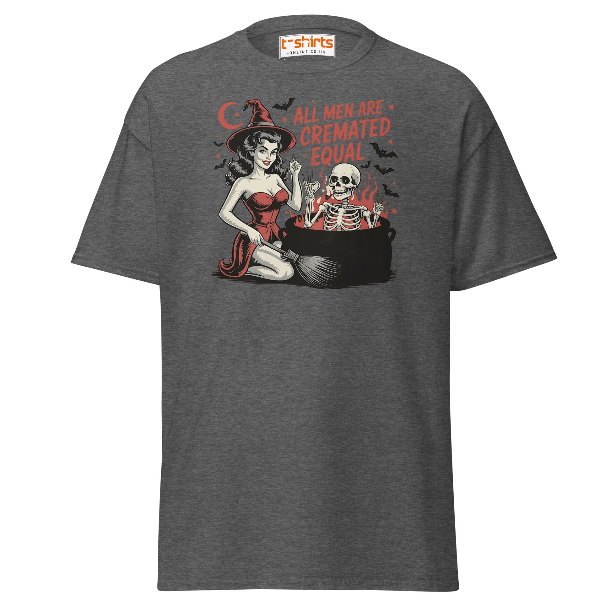 All Men Are Cremated Equal Funny Witch T-Shirt - Dark Heather - T-Shirts Online