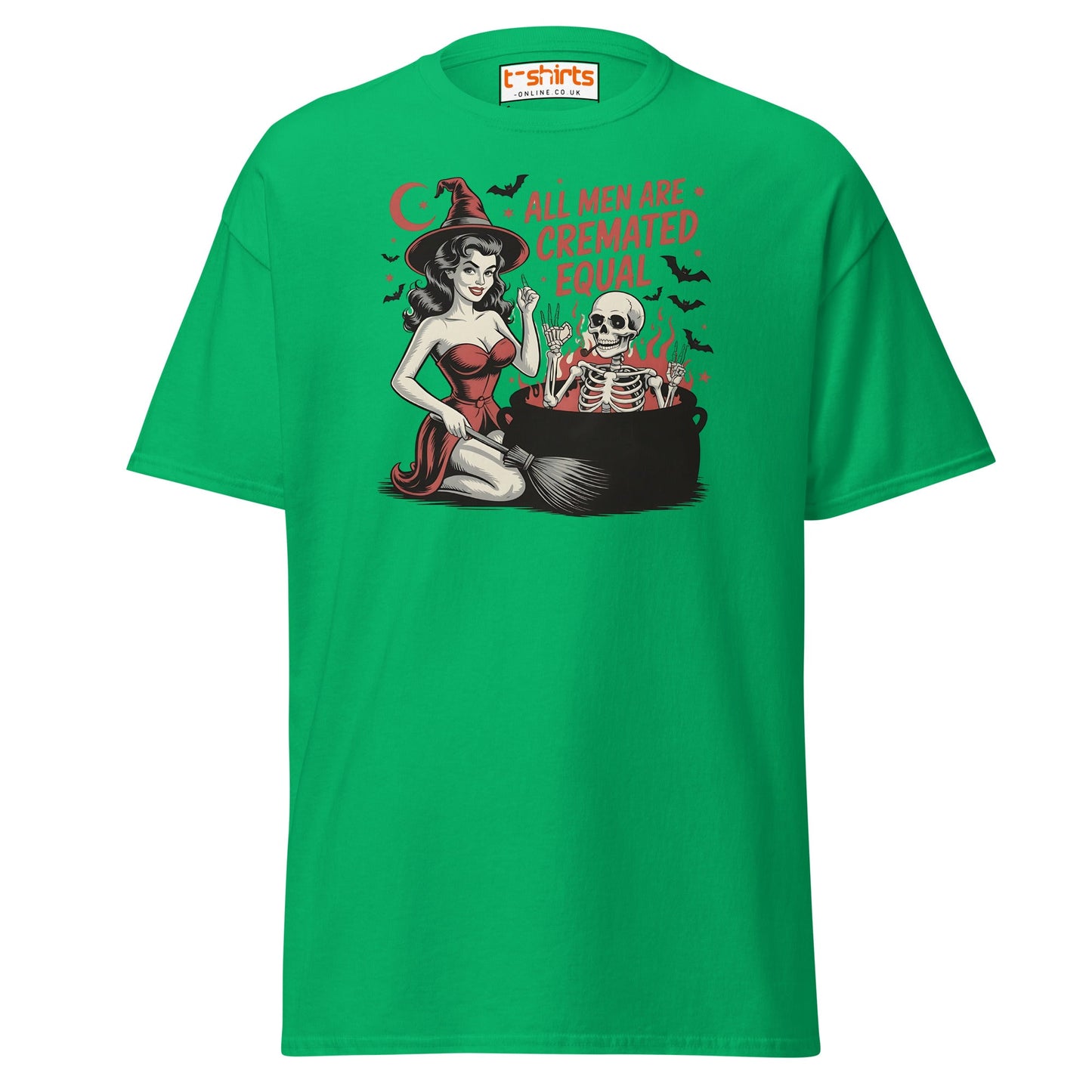 All Men Are Cremated Equal Funny Witch T-Shirt - Irish Green - T-Shirts Online