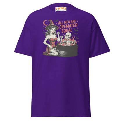 All Men Are Cremated Equal Funny Witch T-Shirt - Purple - T-Shirts Online