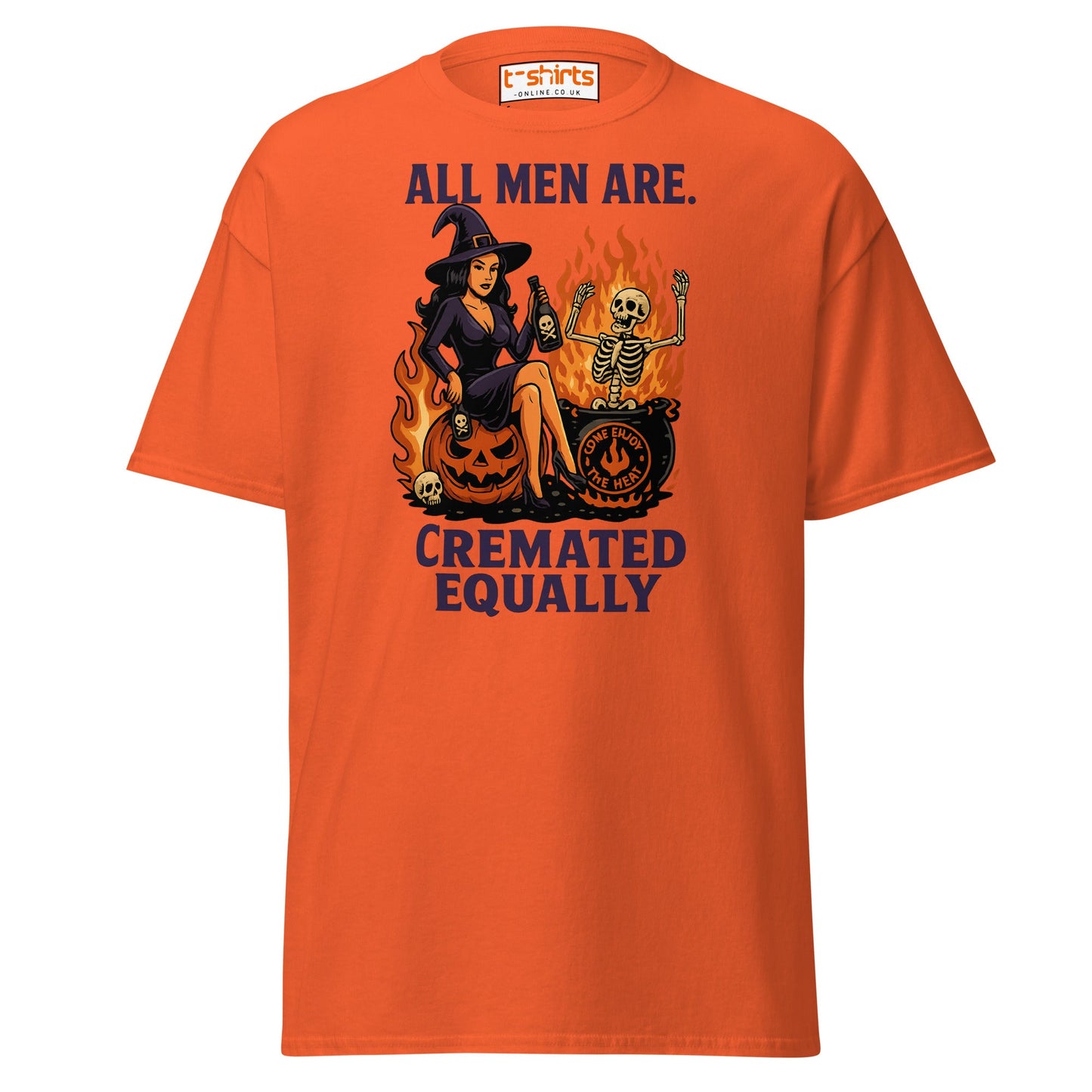 All Men Are Cremated Equally Witch T-Shirt - Orange - T-Shirts Online