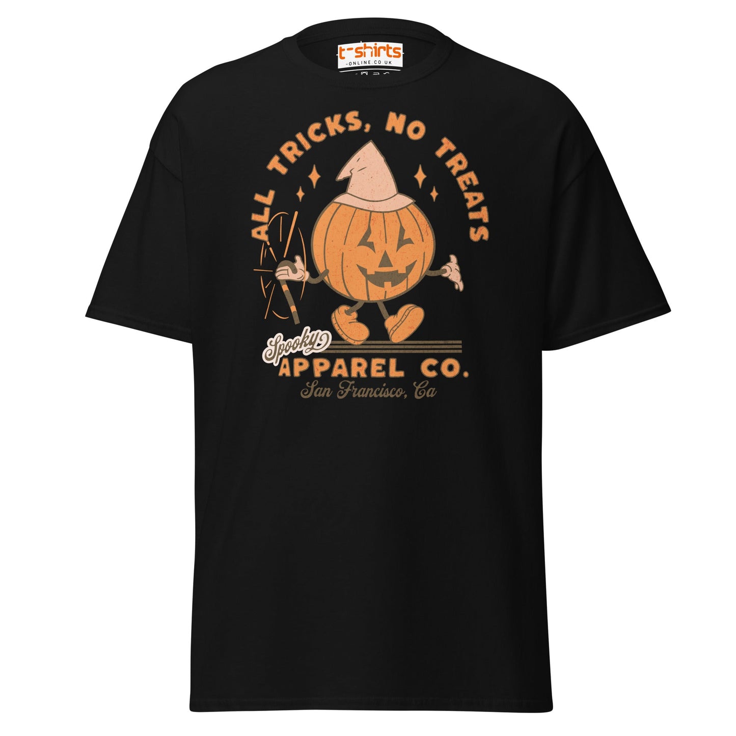 All Tricks No Treats Halloween T-Shirt | Pumpkin Mascot Tee - Black - T-Shirts Online