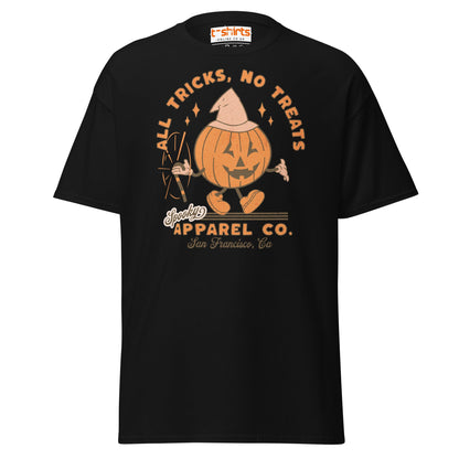 All Tricks No Treats Halloween T-Shirt | Pumpkin Mascot Tee - Black - T-Shirts Online