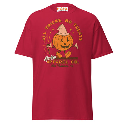 All Tricks No Treats Halloween T-Shirt | Pumpkin Mascot Tee - Cardinal - T-Shirts Online