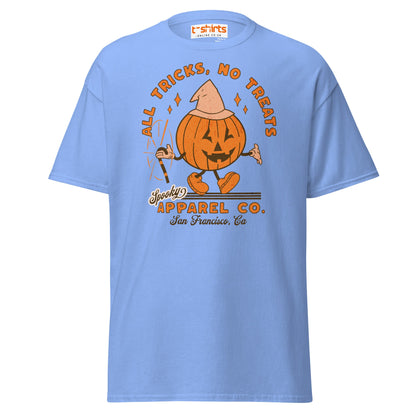All Tricks No Treats Halloween T-Shirt | Pumpkin Mascot Tee - Carolina Blue - T-Shirts Online