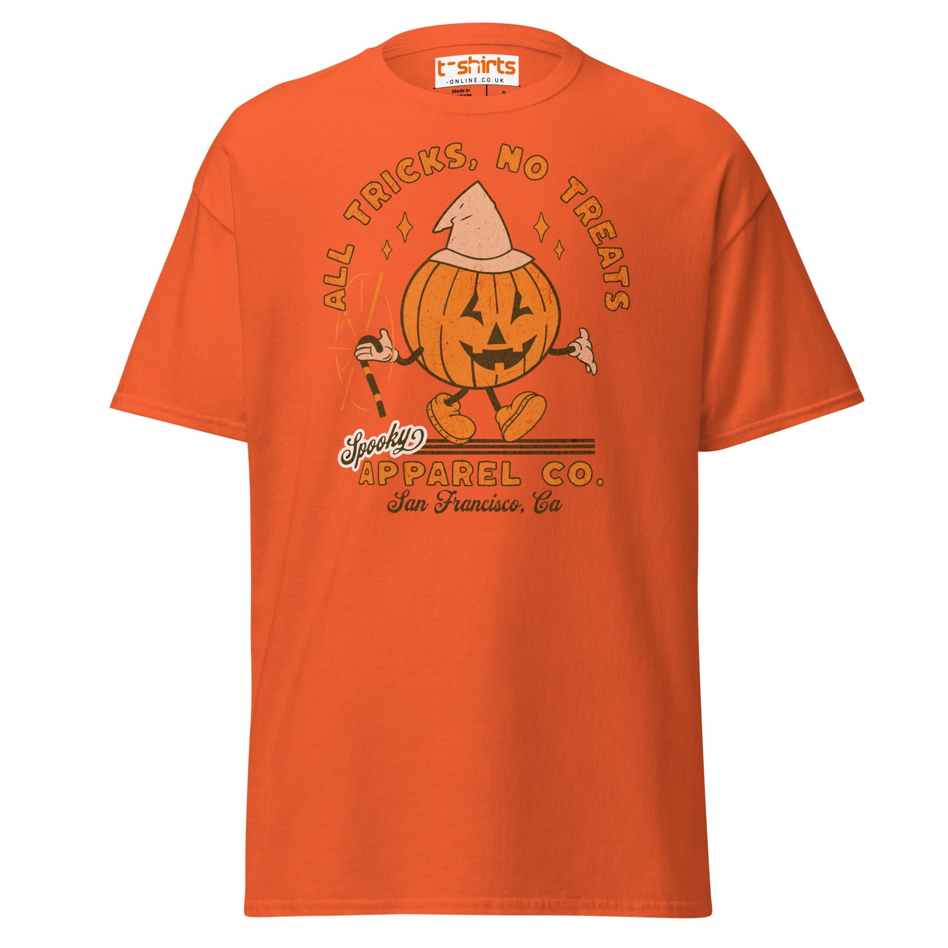 All Tricks No Treats Halloween T-Shirt | Pumpkin Mascot Tee - Orange - T-Shirts Online
