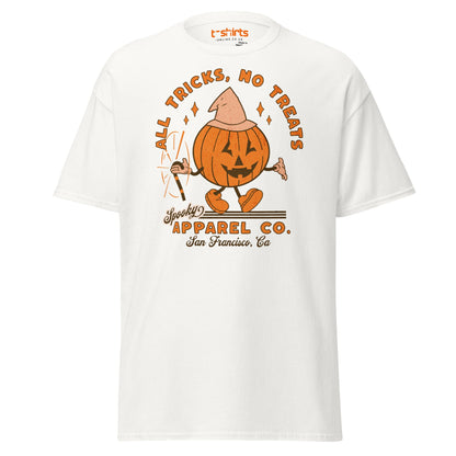 All Tricks No Treats Halloween T-Shirt | Pumpkin Mascot Tee - White - T-Shirts Online