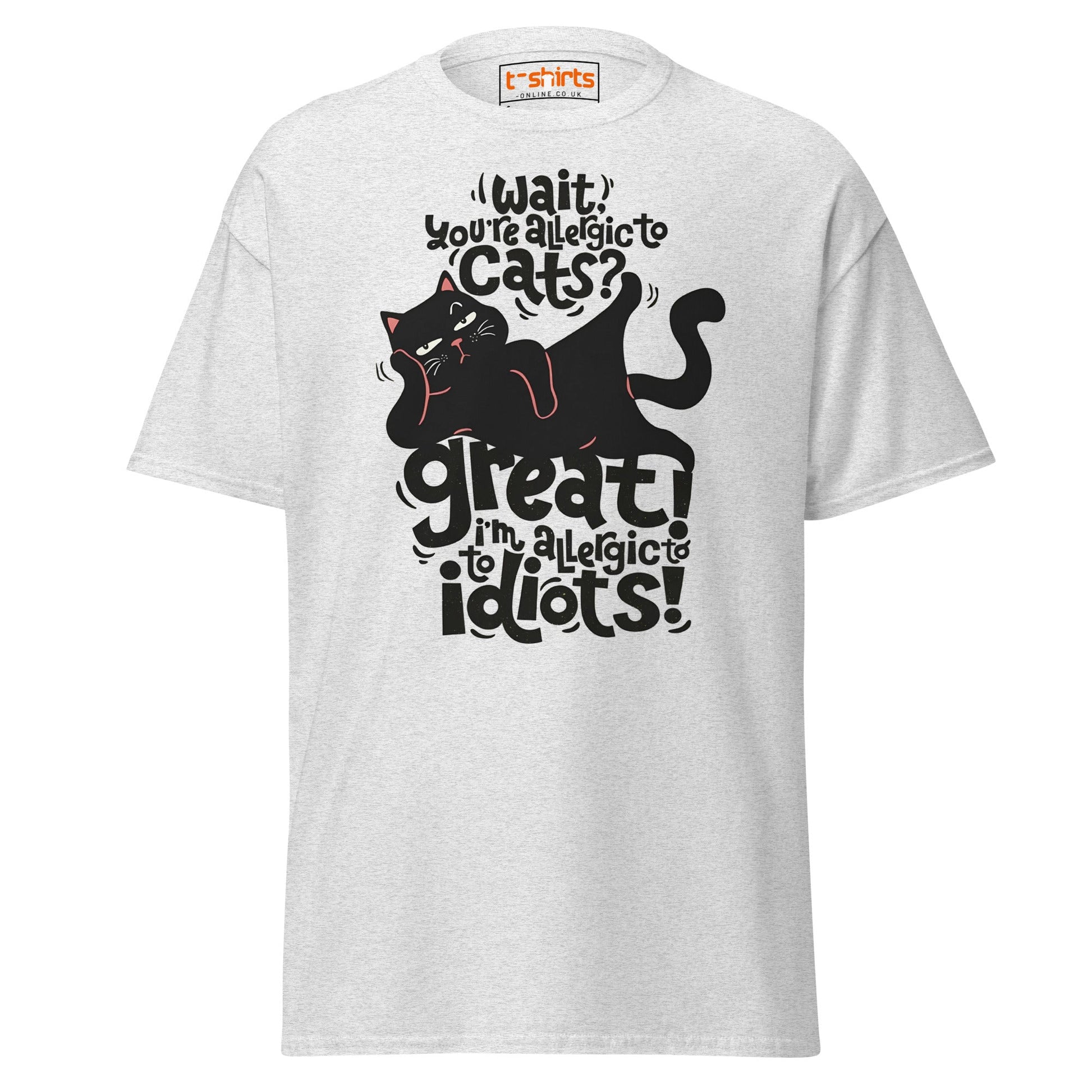Allergic to Idiots Cat T-Shirt | Funny Sarcastic Cat Tee - Ash - T-Shirts Online