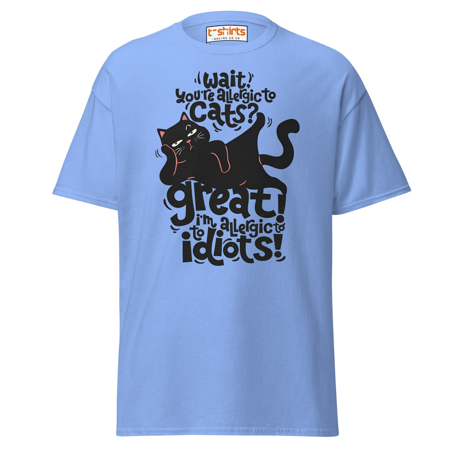 Allergic to Idiots Cat T-Shirt | Funny Sarcastic Cat Tee - Carolina Blue - T-Shirts Online