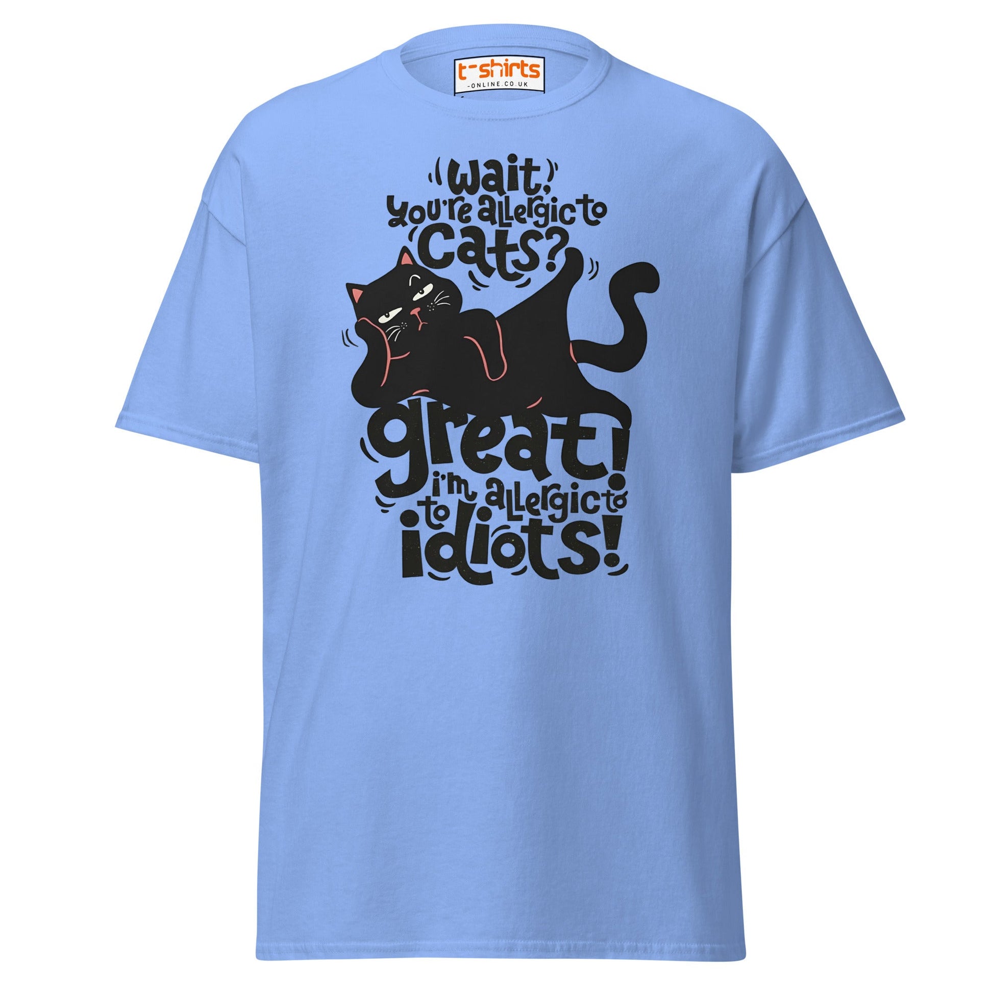 Allergic to Idiots Cat T-Shirt | Funny Sarcastic Cat Tee - Carolina Blue - T-Shirts Online