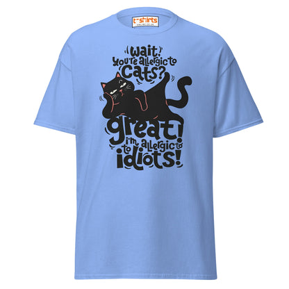 Allergic to Idiots Cat T-Shirt | Funny Sarcastic Cat Tee - Carolina Blue - T-Shirts Online