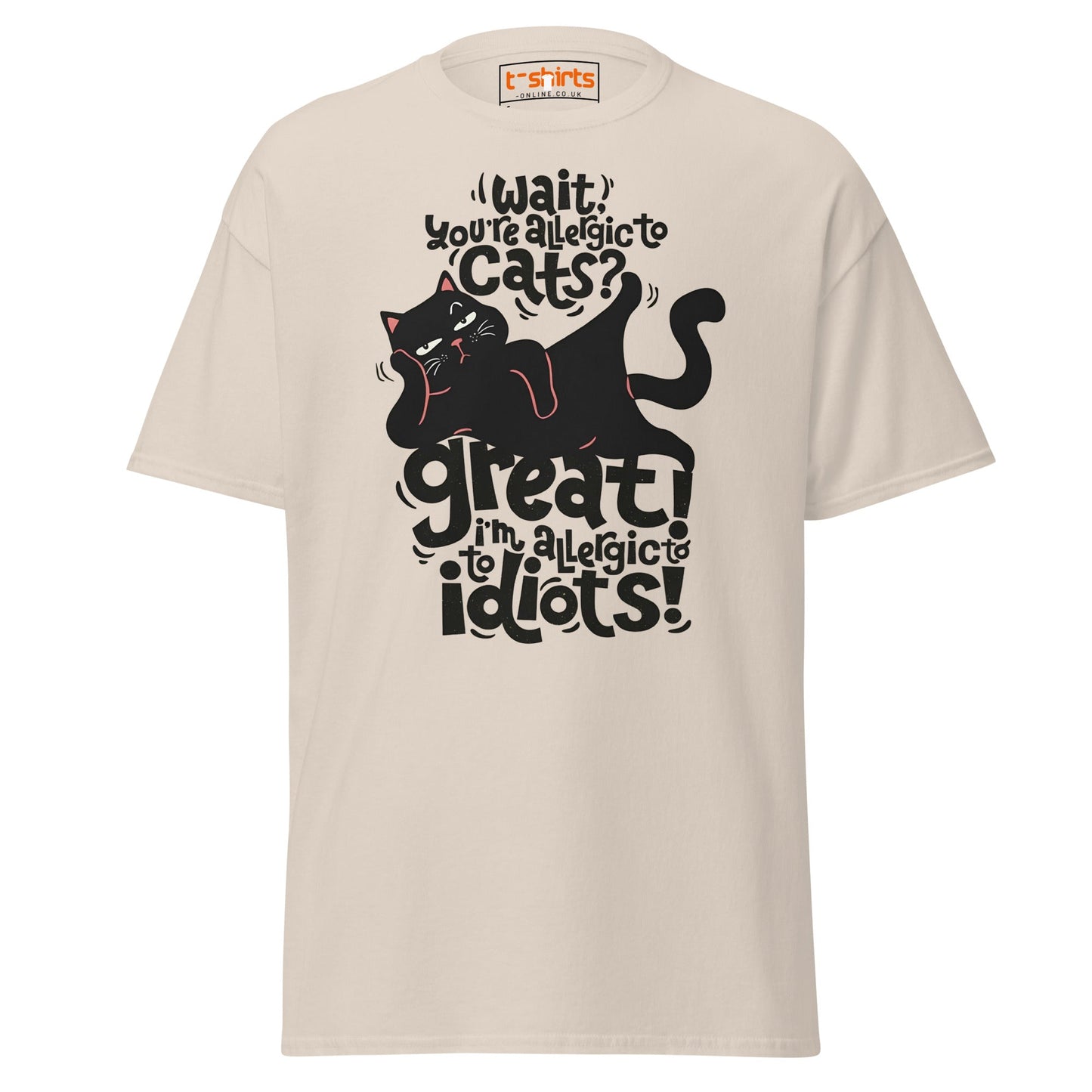 Allergic to Idiots Cat T-Shirt | Funny Sarcastic Cat Tee - Natural - T-Shirts Online