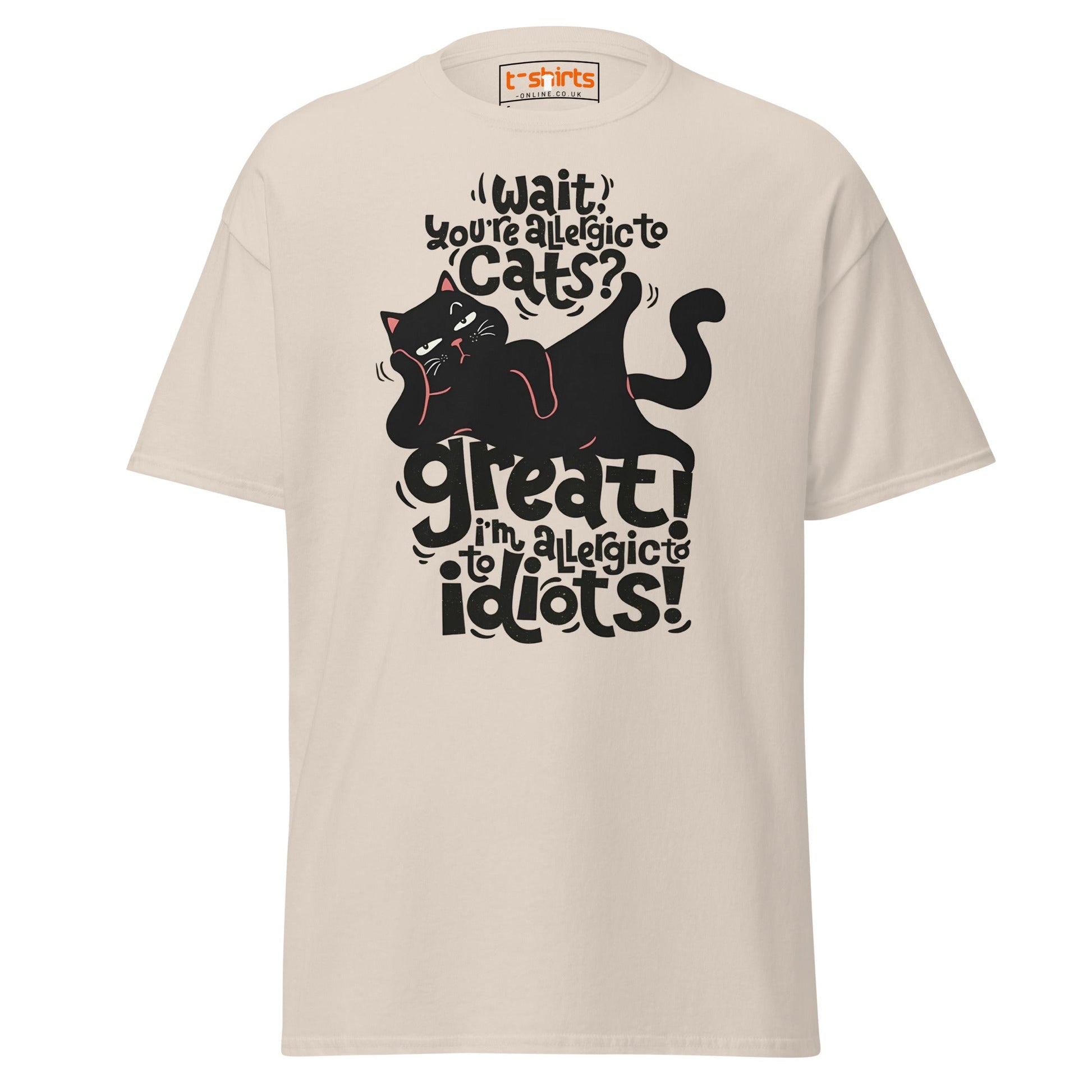 Allergic to Idiots Cat T-Shirt | Funny Sarcastic Cat Tee - Natural - T-Shirts Online