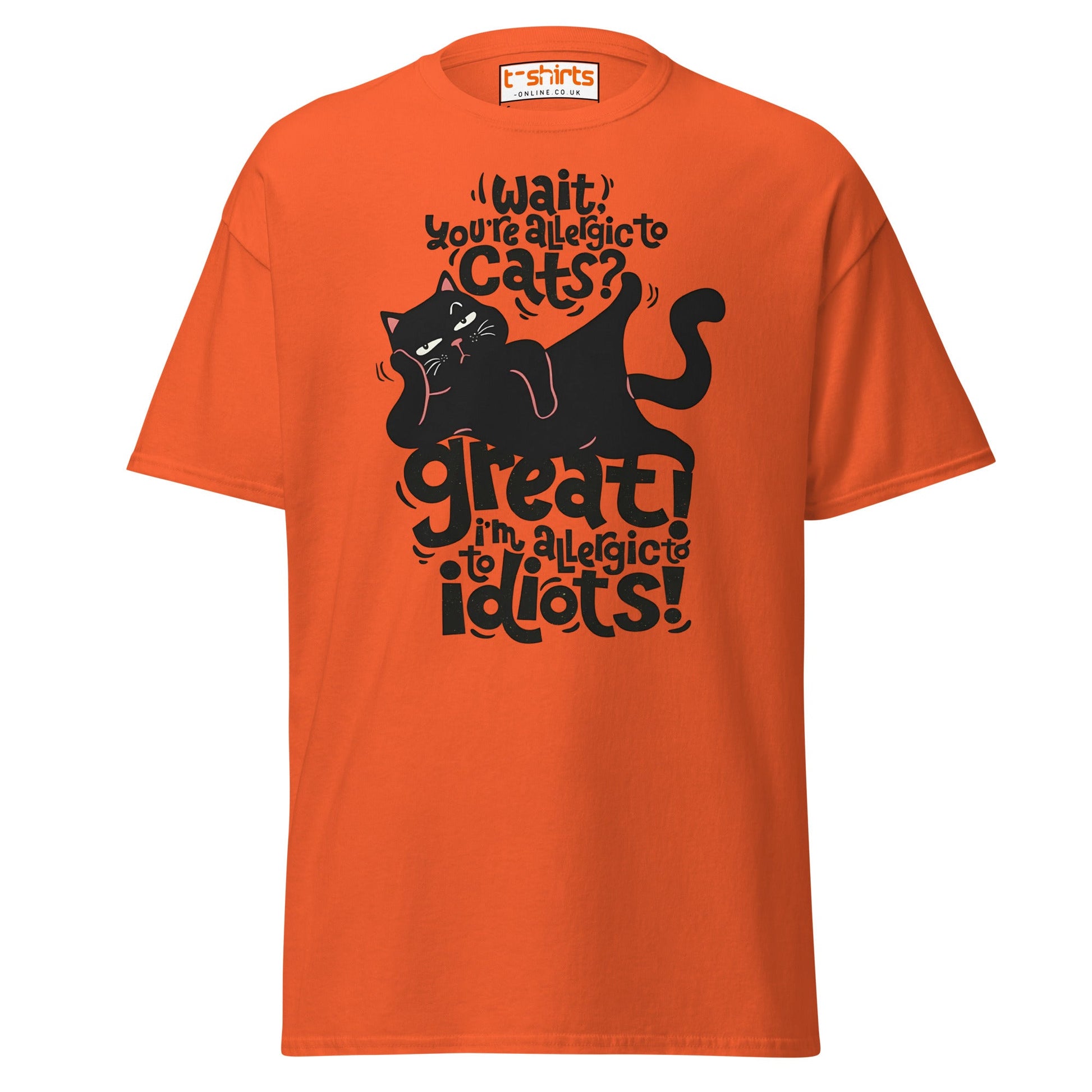 Allergic to Idiots Cat T-Shirt | Funny Sarcastic Cat Tee - Orange - T-Shirts Online