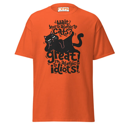 Allergic to Idiots Cat T-Shirt | Funny Sarcastic Cat Tee - Orange - T-Shirts Online