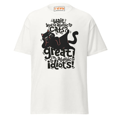 Allergic to Idiots Cat T-Shirt | Funny Sarcastic Cat Tee - White - T-Shirts Online