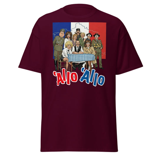 'Allo 'Allo T-Shirt – Classic BBC Comedy Fan Tee - Maroon - T-Shirts Online