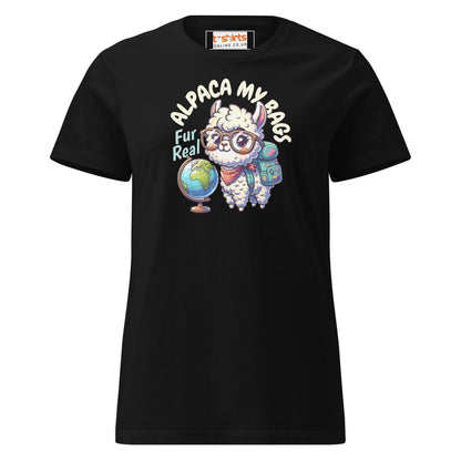 Alpaca My Bags T-Shirt | Women's Soft Semi - Fitted Tee - Black - T-Shirts Online