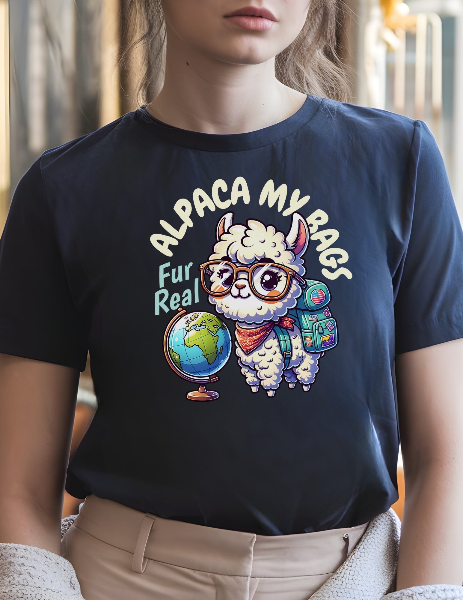 Alpaca My Bags T-Shirt | Women's Soft Semi - Fitted Tee - Black - T-Shirts Online