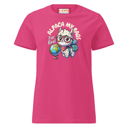 Alpaca My Bags T-Shirt | Women's Soft Semi - Fitted Tee - Heliconia - T-Shirts Online
