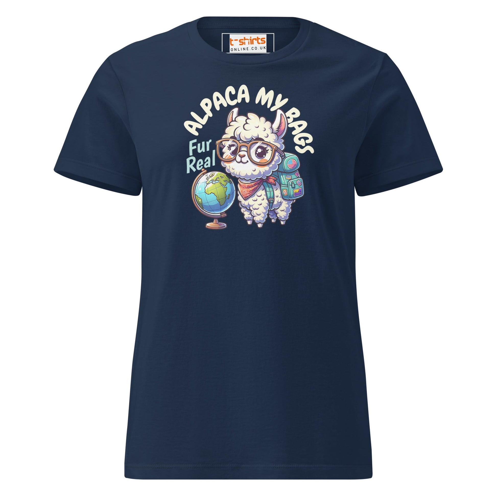 Alpaca My Bags T-Shirt | Women's Soft Semi - Fitted Tee - Navy - T-Shirts Online