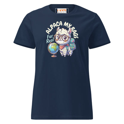 Alpaca My Bags T-Shirt | Women's Soft Semi - Fitted Tee - Navy - T-Shirts Online