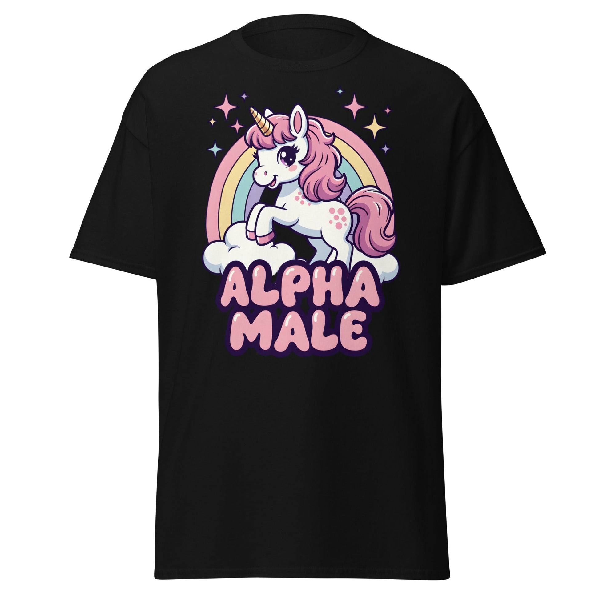 Alpha Male Unicorn T-Shirt – Funny Kawaii Humor Tee - Black - T-Shirts Online