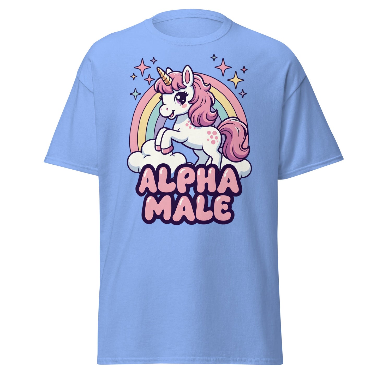 Alpha Male Unicorn T-Shirt – Funny Kawaii Humor Tee - Carolina Blue - T-Shirts Online