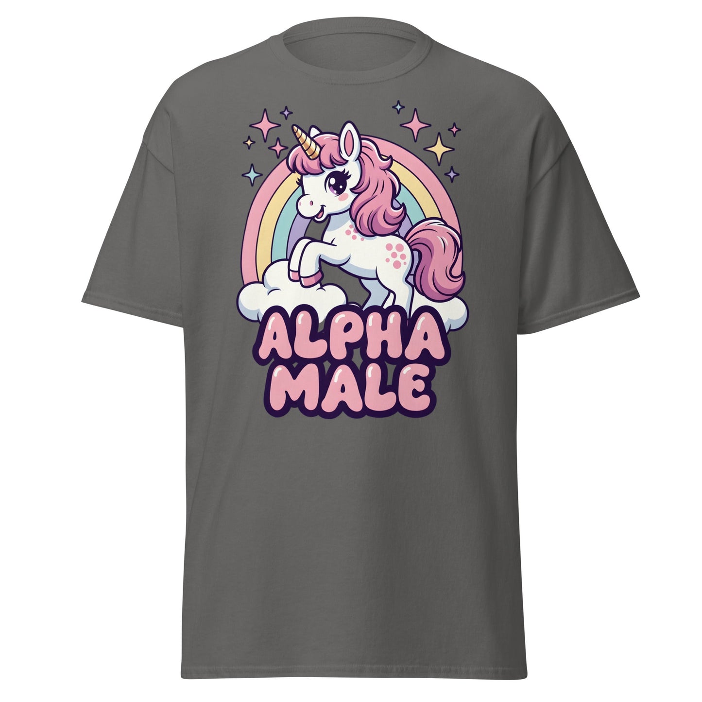 Alpha Male Unicorn T-Shirt – Funny Kawaii Humor Tee - Charcoal - T-Shirts Online