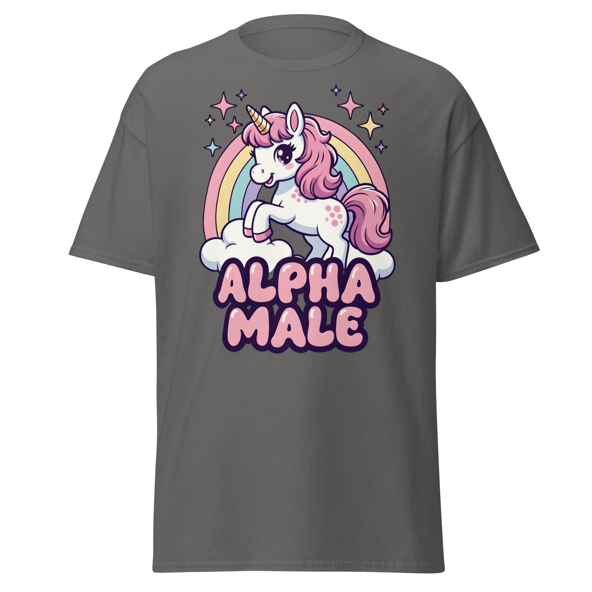 Alpha Male Unicorn T-Shirt – Funny Kawaii Humor Tee - Charcoal - T-Shirts Online