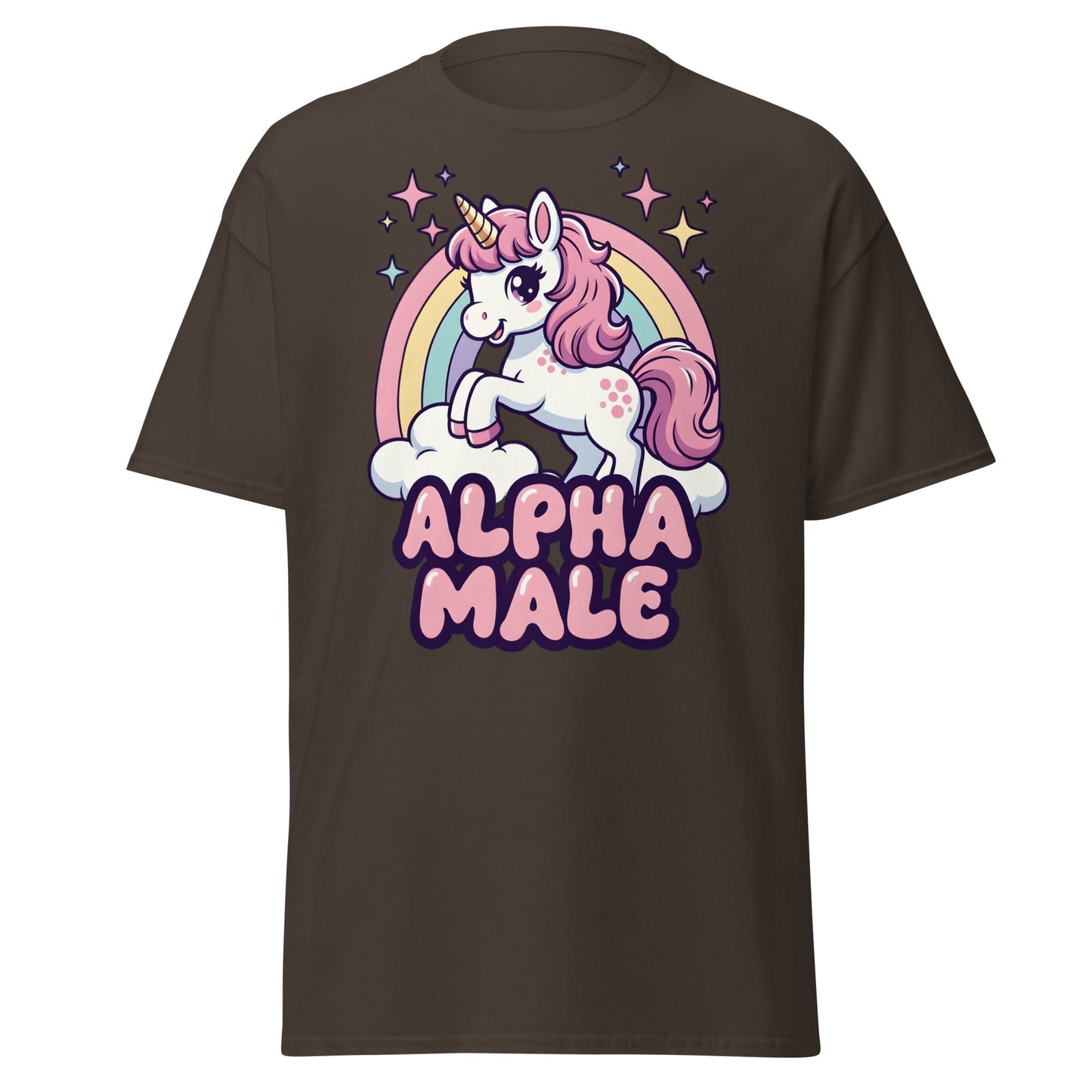 Alpha Male Unicorn T-Shirt – Funny Kawaii Humor Tee - Dark Chocolate - T-Shirts Online