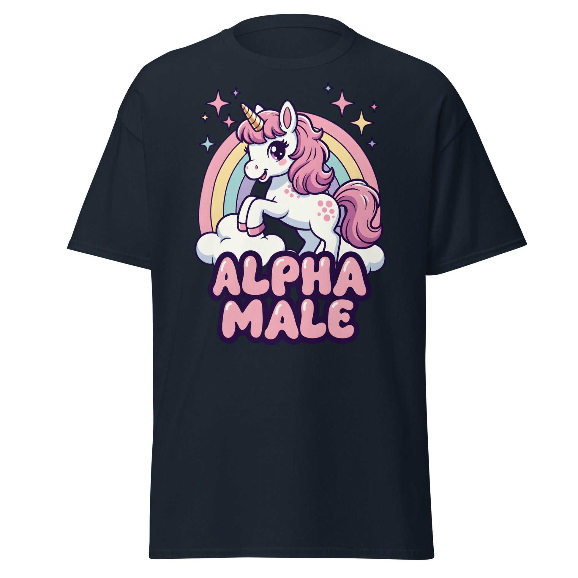 Alpha Male Unicorn T-Shirt – Funny Kawaii Humor Tee - Navy - T-Shirts Online