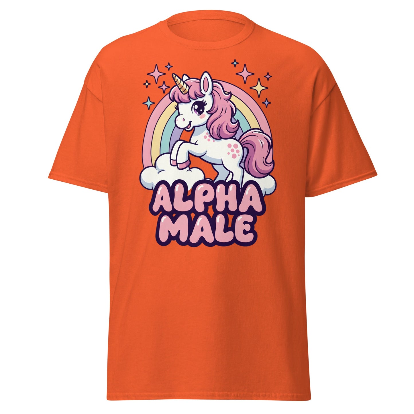 Alpha Male Unicorn T-Shirt – Funny Kawaii Humor Tee - Orange - T-Shirts Online