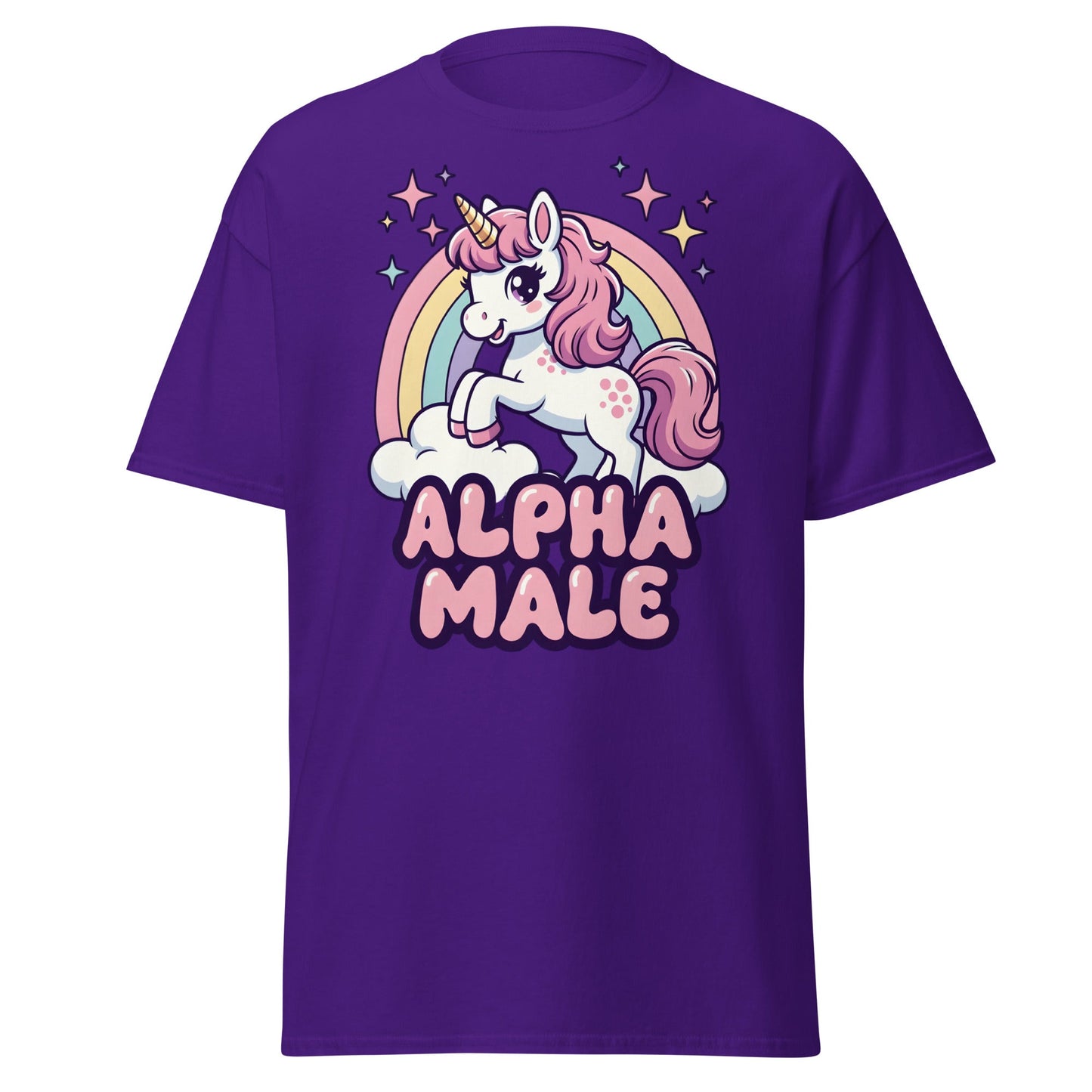 Alpha Male Unicorn T-Shirt – Funny Kawaii Humor Tee - Purple - T-Shirts Online