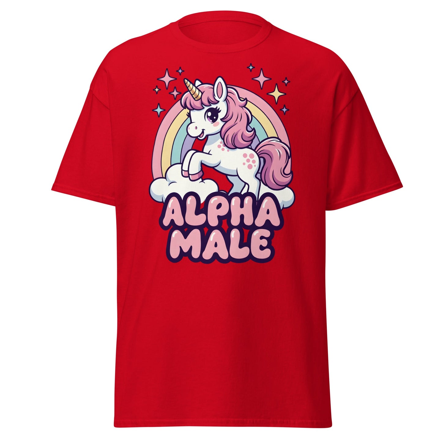 Alpha Male Unicorn T-Shirt – Funny Kawaii Humor Tee - Red - T-Shirts Online