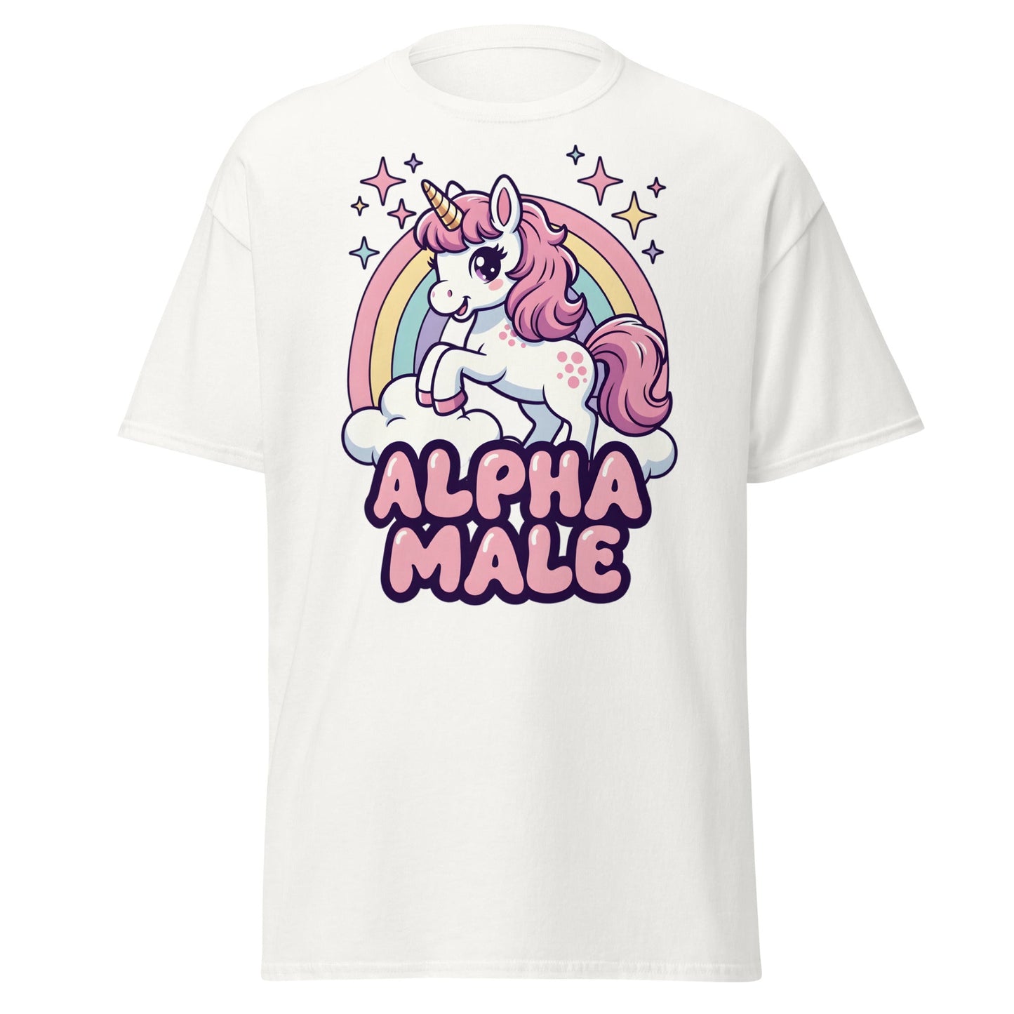 Alpha Male Unicorn T-Shirt – Funny Kawaii Humor Tee - White - T-Shirts Online