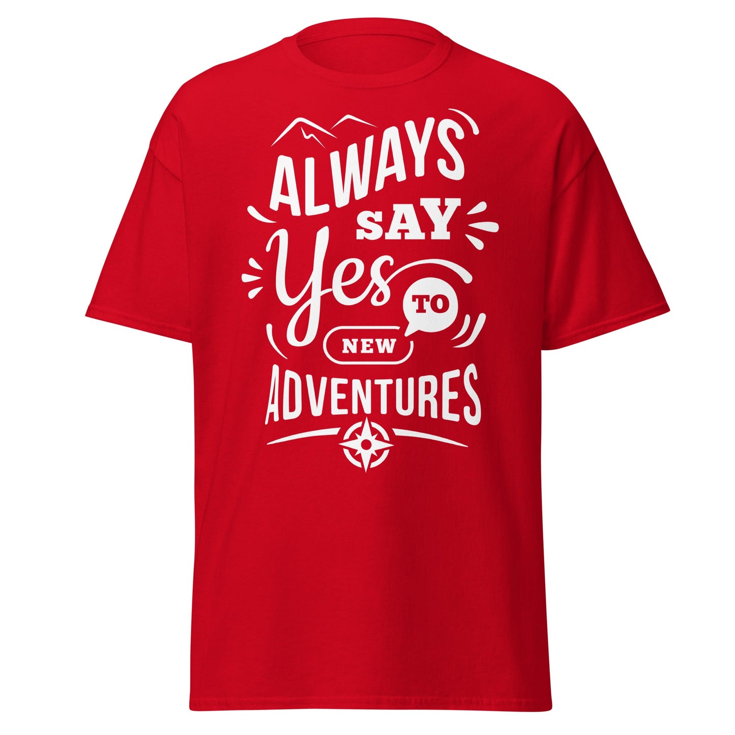 Always Say Yes to New Adventures T-Shirt - Red - T-Shirts Online