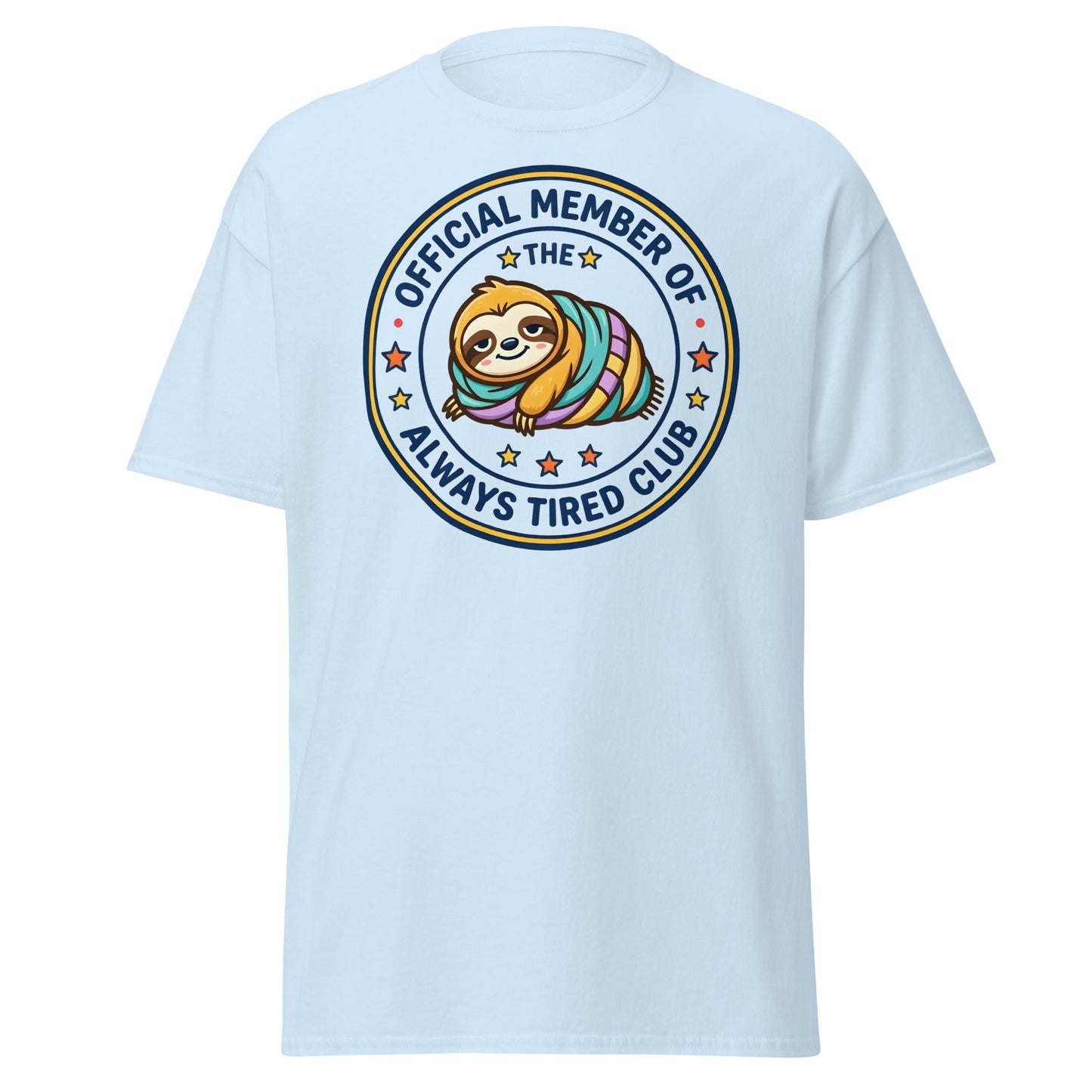 Always Tired Club Sloth T-Shirt - Light Blue - T-Shirts Online