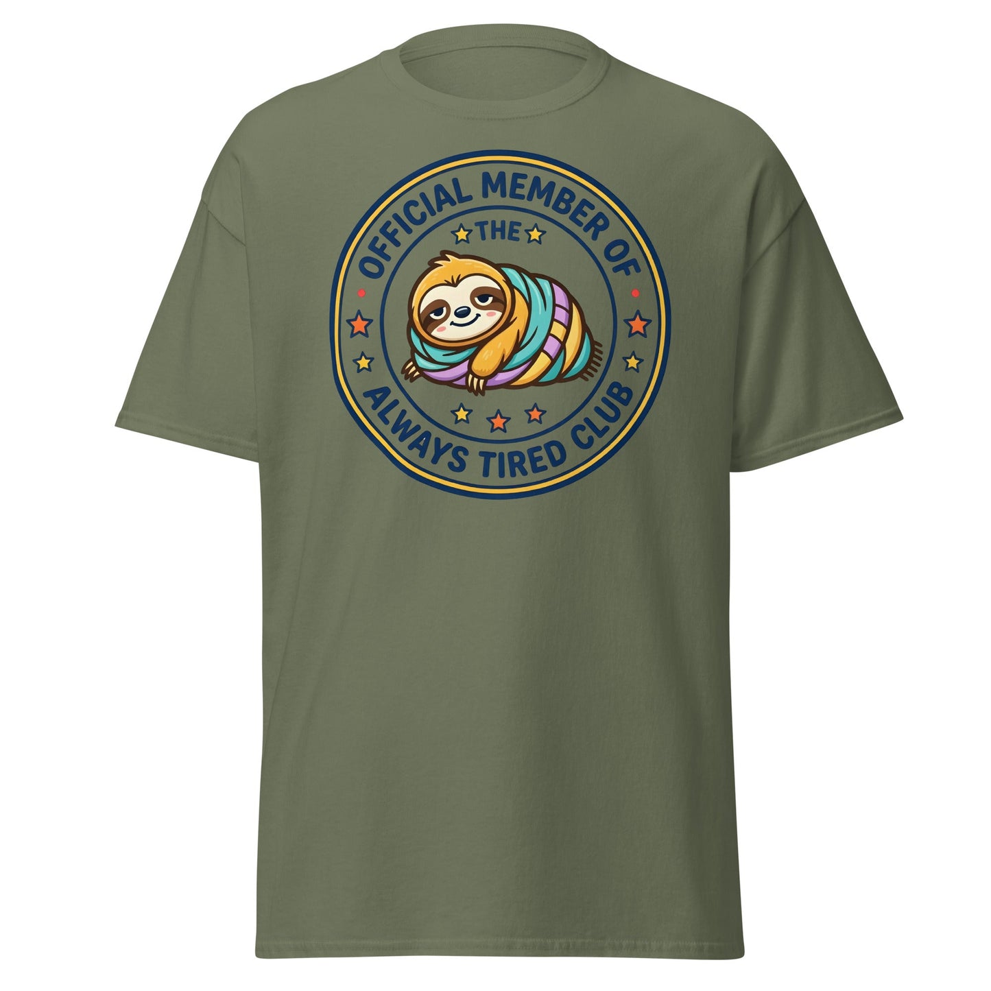 Always Tired Club Sloth T-Shirt - Military Green - T-Shirts Online