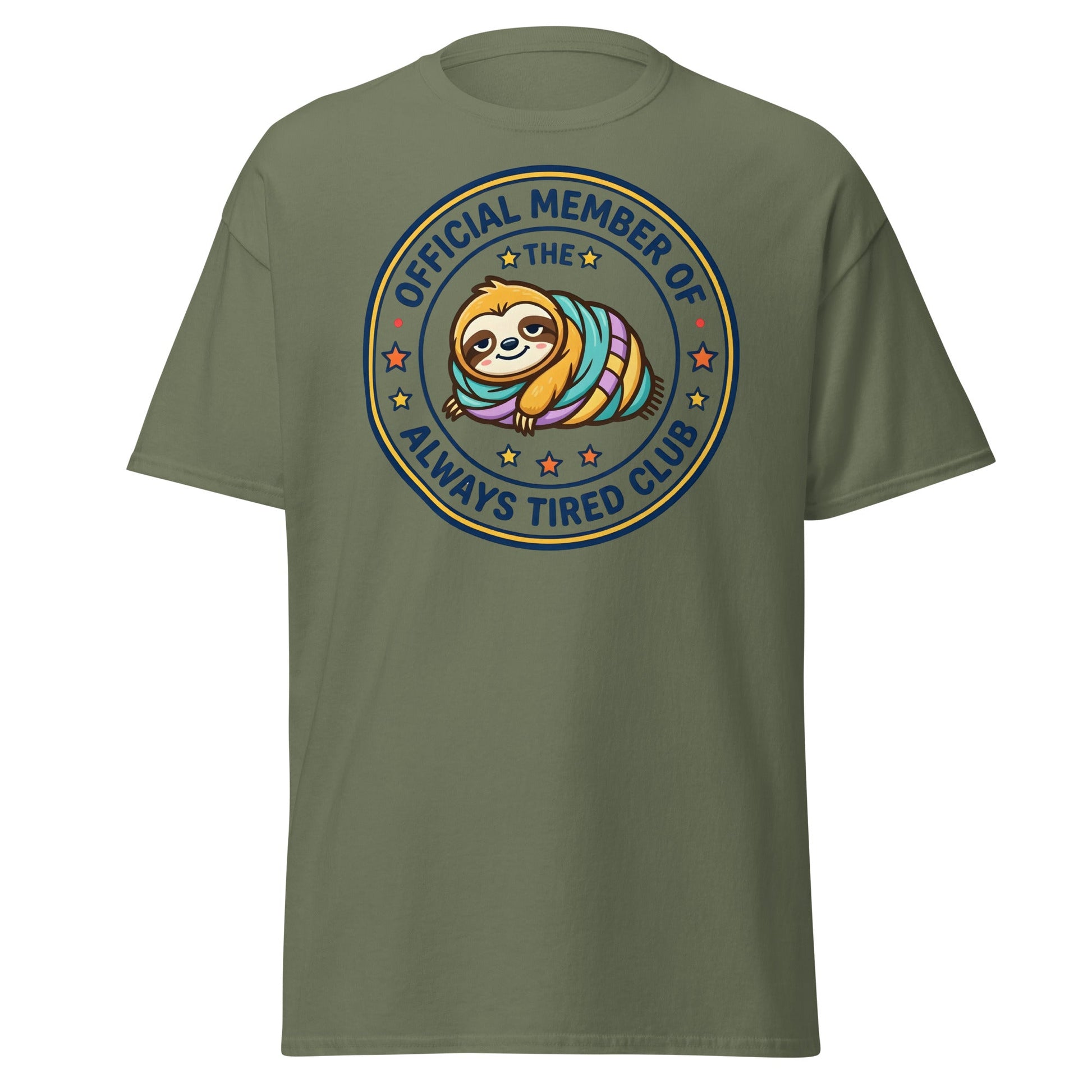 Always Tired Club Sloth T-Shirt - Military Green - T-Shirts Online
