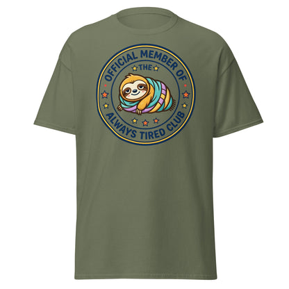 Always Tired Club Sloth T-Shirt - Military Green - T-Shirts Online