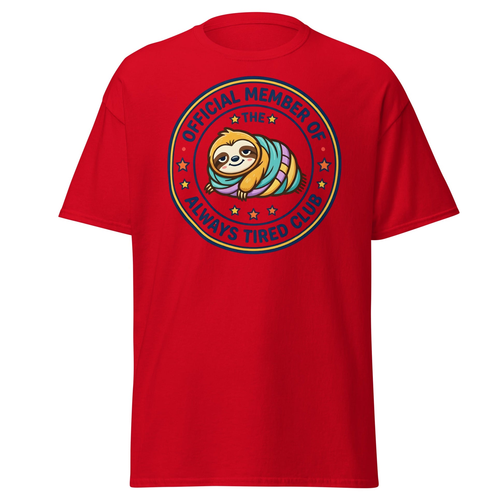 Always Tired Club Sloth T-Shirt - Red - T-Shirts Online