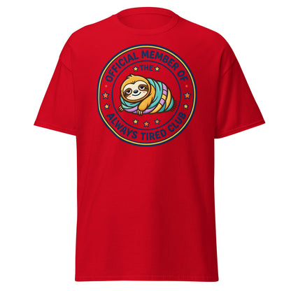 Always Tired Club Sloth T-Shirt - Red - T-Shirts Online