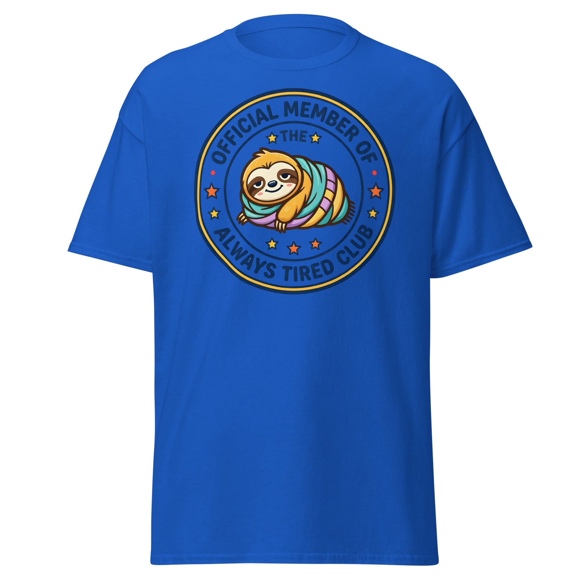 Always Tired Club Sloth T-Shirt - Royal - T-Shirts Online