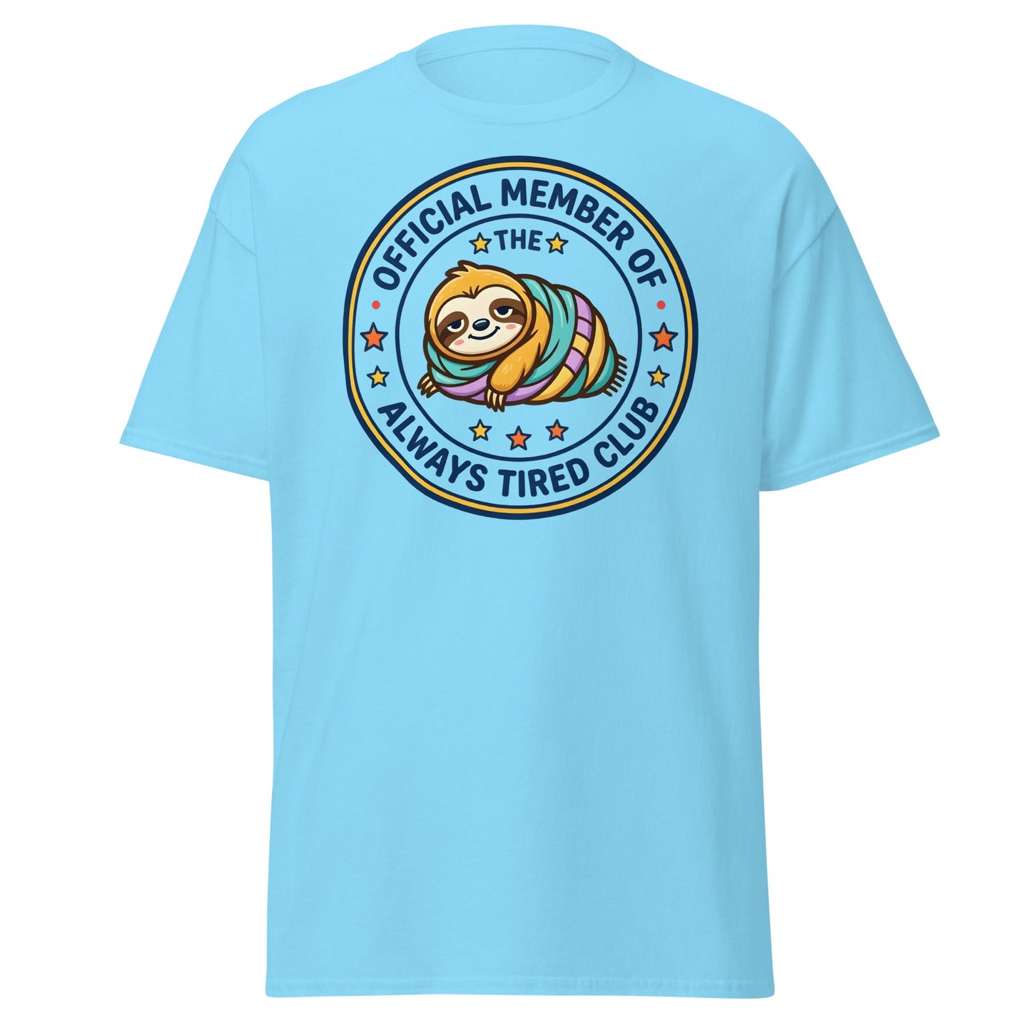 Always Tired Club Sloth T-Shirt - Sky - T-Shirts Online