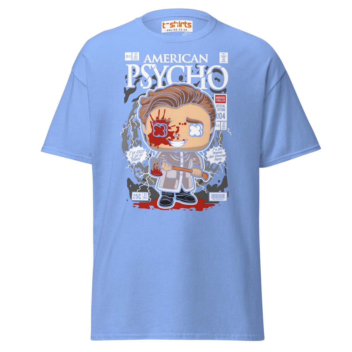 American Psycho T-Shirt | Patrick Bateman Horror Tee - Carolina Blue - T-Shirts Online