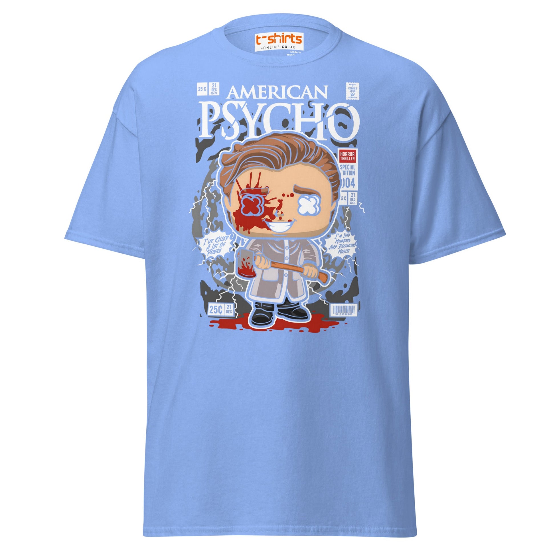 American Psycho T-Shirt | Patrick Bateman Horror Tee - Carolina Blue - T-Shirts Online