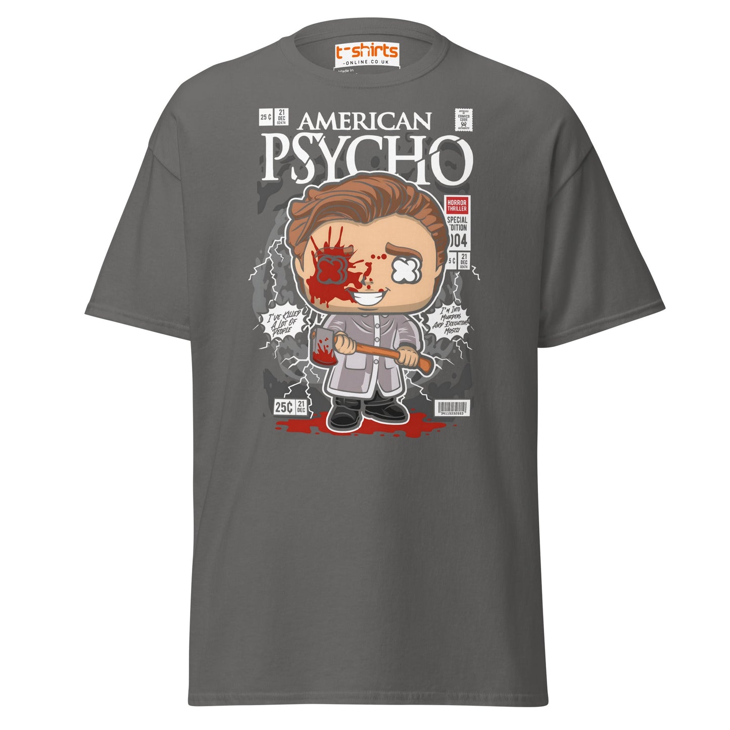 American Psycho T-Shirt | Patrick Bateman Horror Tee - Charcoal - T-Shirts Online