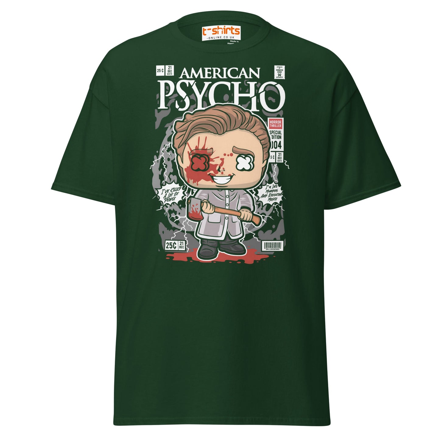 American Psycho T-Shirt | Patrick Bateman Horror Tee - Forest Green - T-Shirts Online