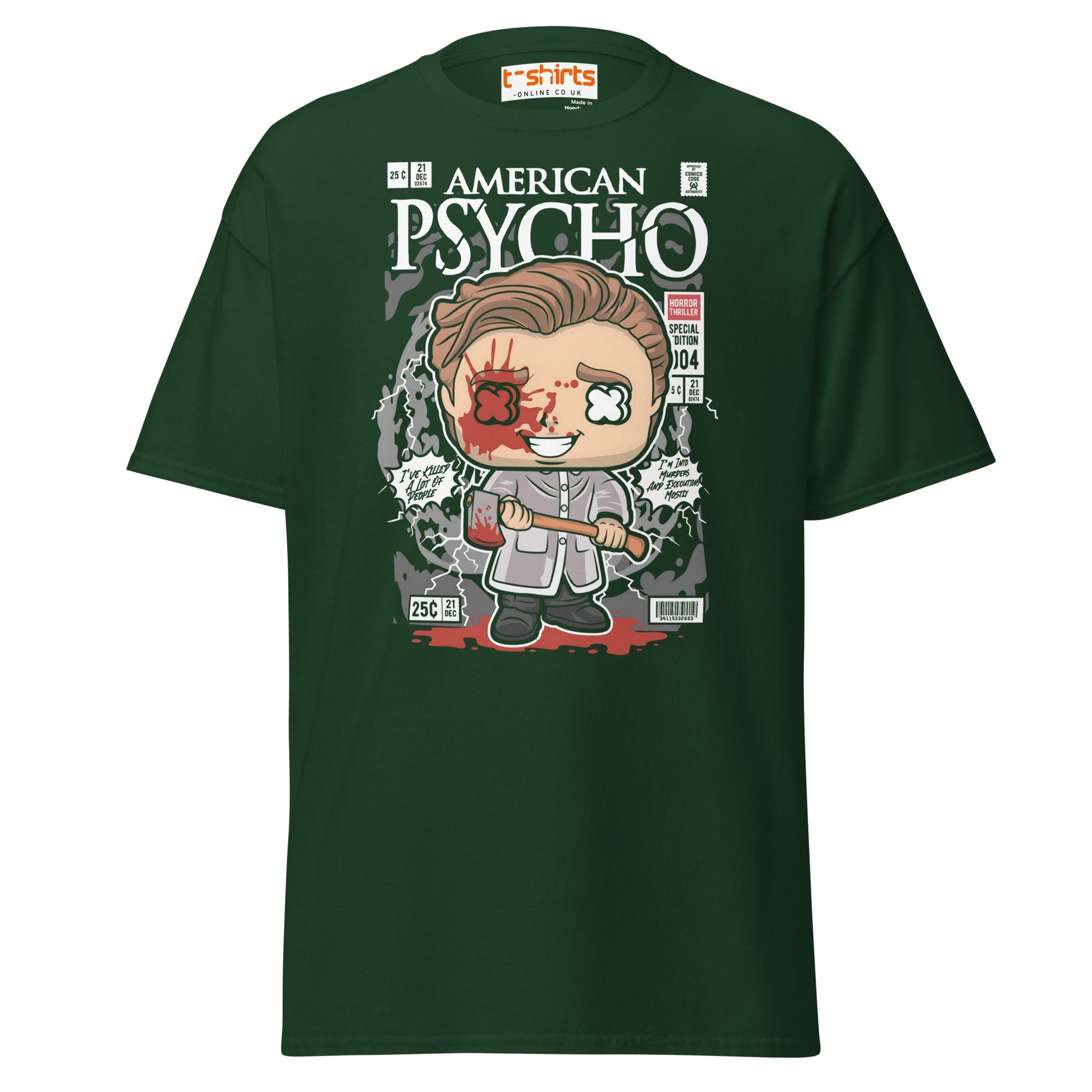 American Psycho T-Shirt | Patrick Bateman Horror Tee - Forest Green - T-Shirts Online