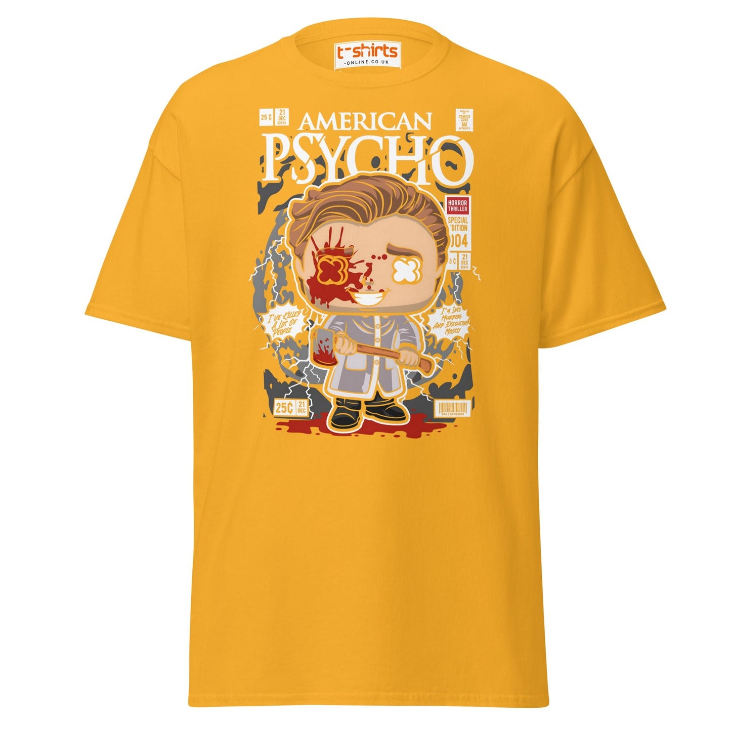 American Psycho T-Shirt | Patrick Bateman Horror Tee - Gold - T-Shirts Online